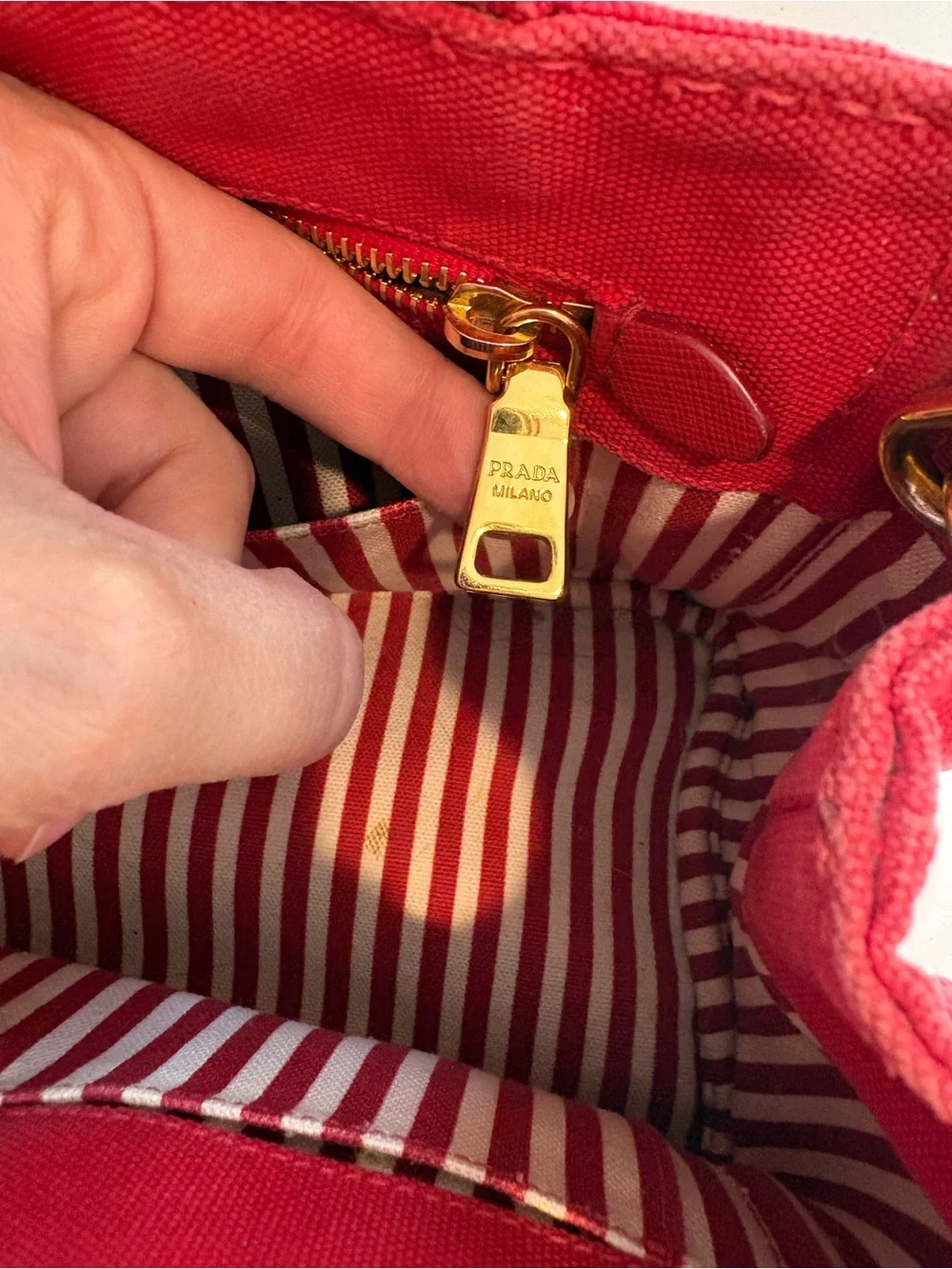 Prada Red Canapa Mini Size - Picture 9 of 10